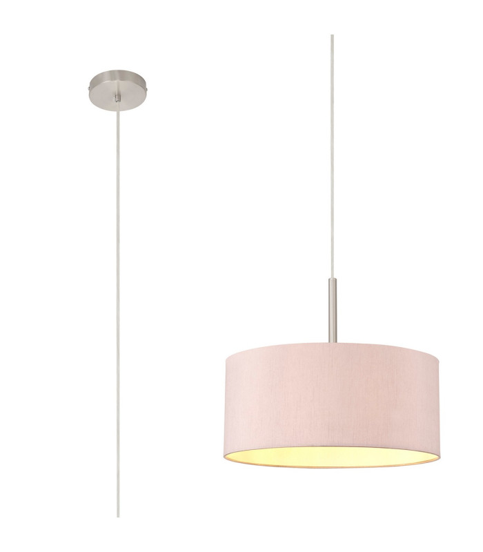Baymont Satin Nickel E27 Single Pendant With 40cm x 18cm Dual Faux Silk Shade Taupe/Halo Gold-1
