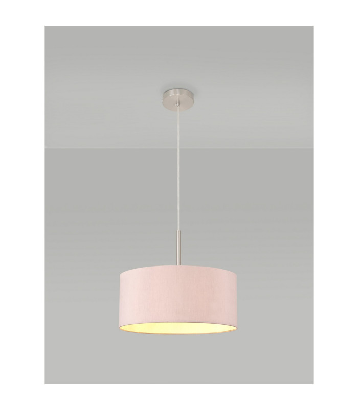 Baymont Satin Nickel E27 Single Pendant With 40cm x 18cm Dual Faux Silk Shade Taupe/Halo Gold-2
