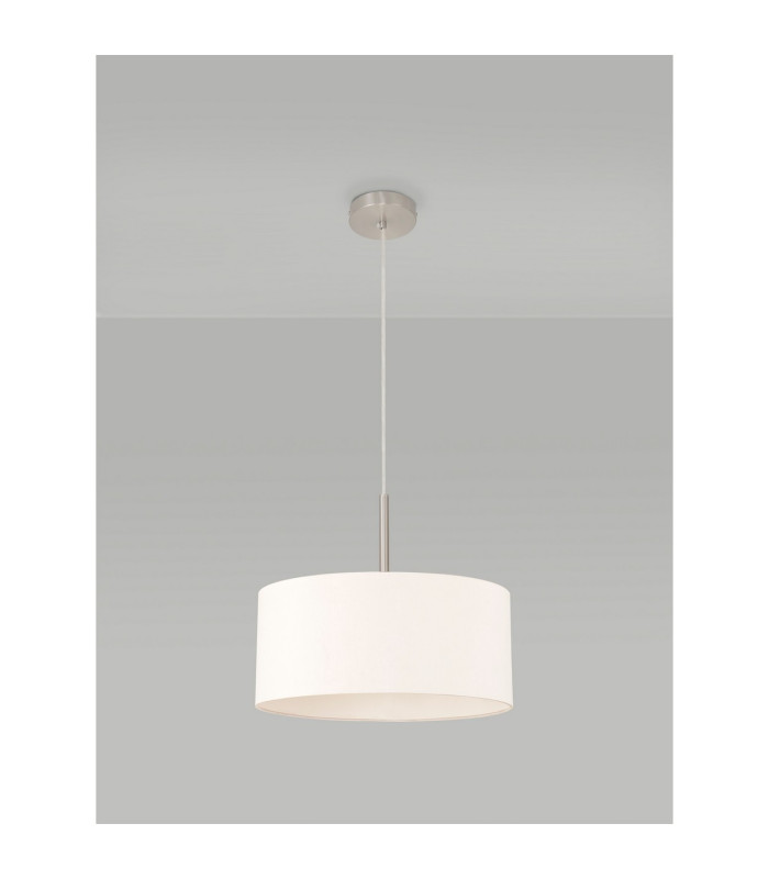 Baymont Satin Nickel E27 Single Pendant With 40cm x 18cm Dual Faux Silk Shade Nude Beige/Moonlight-12