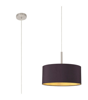 Baymont Satin Nickel E27 Single Pendant With 40cm x 18cm Dual Faux Silk Shade Midnight Black/Green Olive-1