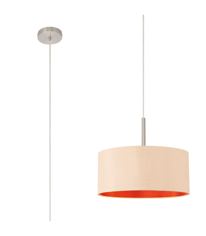 Baymont Satin Nickel E27 Single Pendant With 40cm x 18cm Dual Faux Silk Shade Antique Gold/Ruby-1