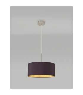 Baymont Satin Nickel E27 Single Pendant With 40cm x 18cm Dual Faux Silk Shade Midnight Black/Green Olive-2