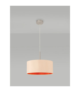 Baymont Satin Nickel E27 Single Pendant With 40cm x 18cm Dual Faux Silk Shade Antique Gold/Ruby-2