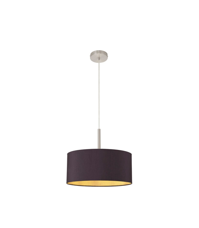 Baymont Satin Nickel E27 Single Pendant With 40cm x 18cm Dual Faux Silk Shade Midnight Black/Green Olive-4