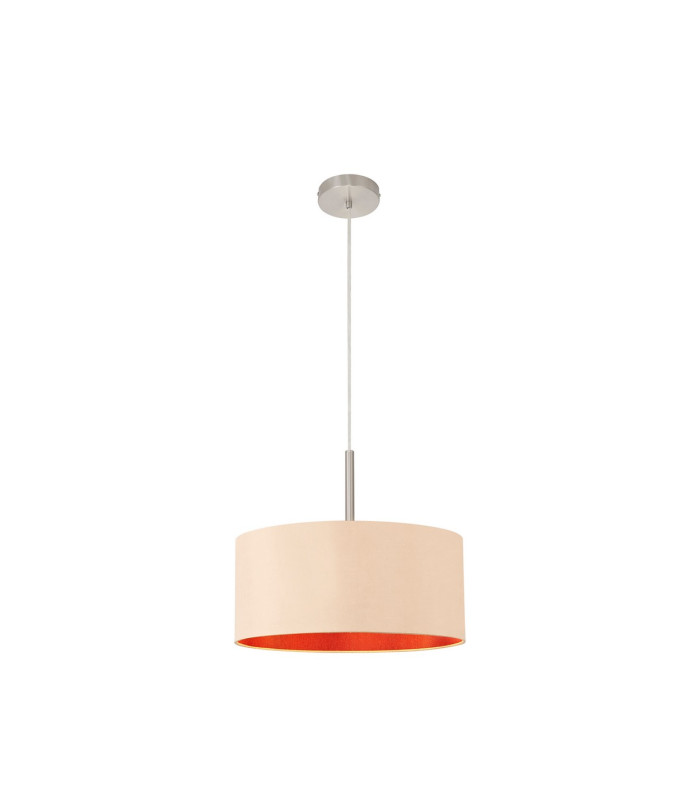 Baymont Satin Nickel E27 Single Pendant With 40cm x 18cm Dual Faux Silk Shade Antique Gold/Ruby-4