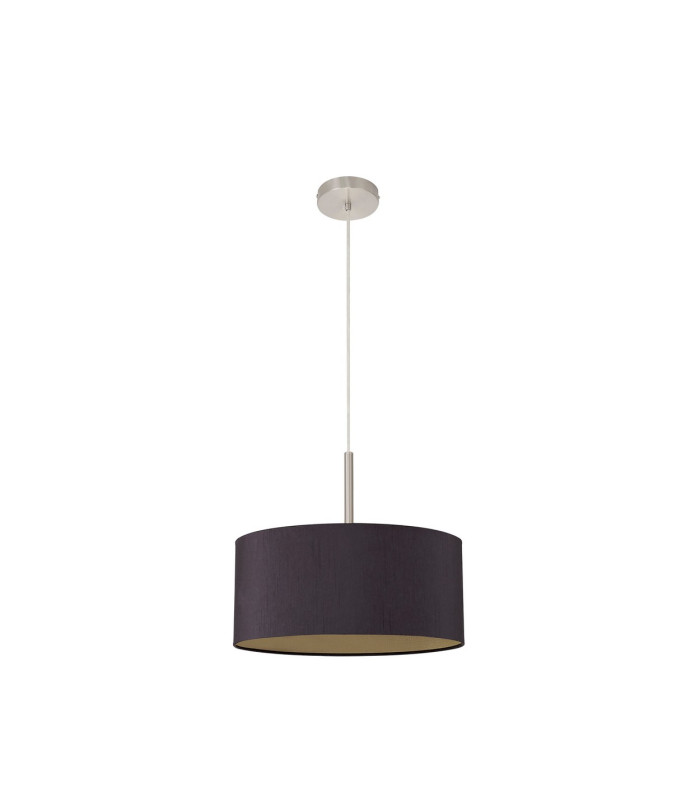 Baymont Satin Nickel E27 Single Pendant With 40cm x 18cm Dual Faux Silk Shade Midnight Black/Green Olive-5