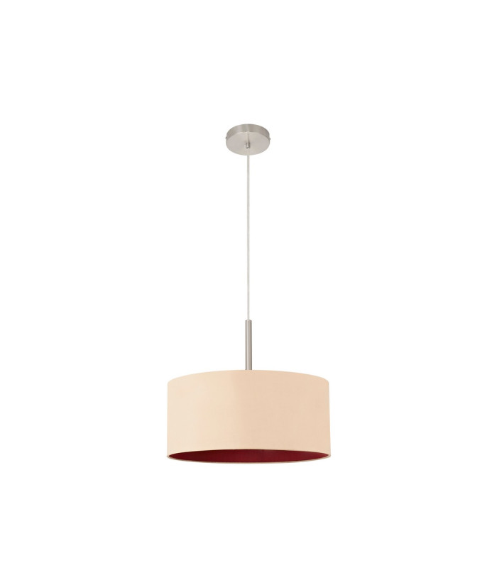 Baymont Satin Nickel E27 Single Pendant With 40cm x 18cm Dual Faux Silk Shade Antique Gold/Ruby-5
