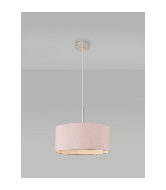 Baymont Satin Nickel E27 Single Pendant With 40cm x 18cm Dual Faux Silk Shade Taupe/Halo Gold-12