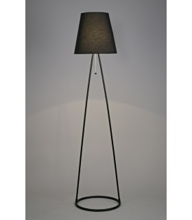Floor Lamp 1 Light E27 Matt Black c, w Black Fabric Shade - 2