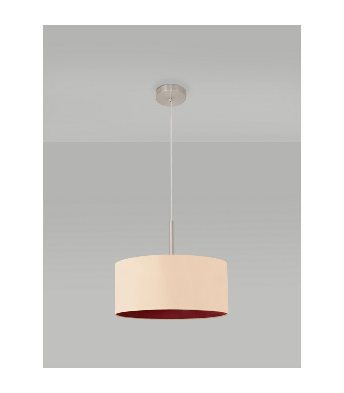 Baymont Satin Nickel E27 Single Pendant With 40cm x 18cm Dual Faux Silk Shade Antique Gold/Ruby-12