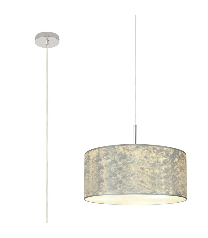 Baymont Polished Chrome E27 Single Pendant With 40cm x 18cm Silver Leaf Shade-1