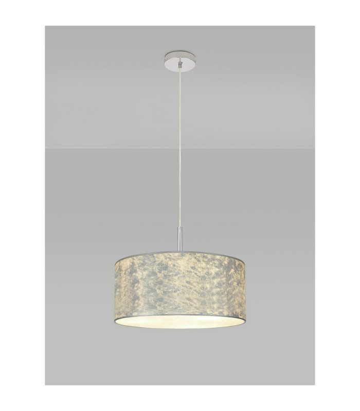 Baymont Polished Chrome E27 Single Pendant With 40cm x 18cm Silver Leaf Shade-2