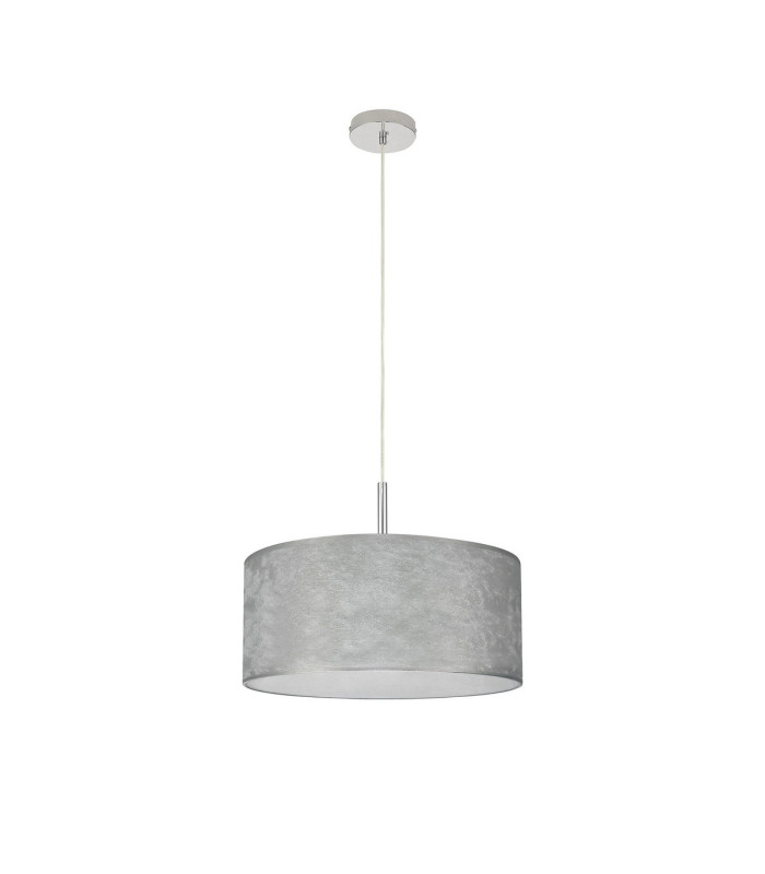 Baymont Polished Chrome E27 Single Pendant With 40cm x 18cm Silver Leaf Shade-5