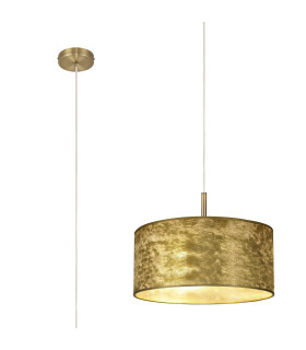 Baymont Antique Brass E27 Single Pendant With 40cm x 18cm Gold Leaf Shade-1