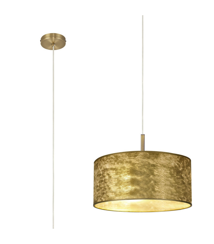 Baymont Antique Brass E27 Single Pendant With 40cm x 18cm Gold Leaf Shade-1