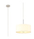 Baymont Polished Chrome E27 Single Pendant With 40cm x 18cm Faux Silk Shade Ivory Pearl/White Laminate-1