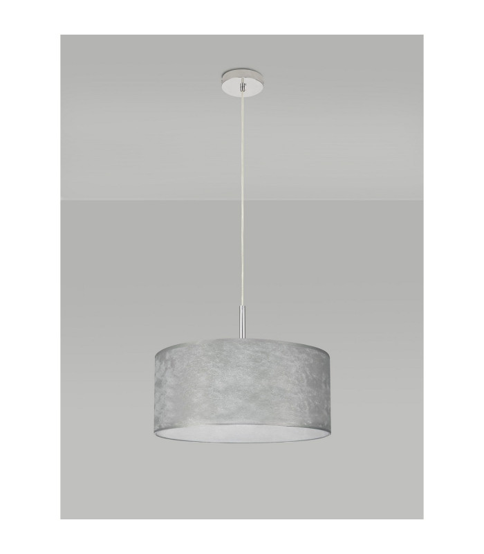 Baymont Polished Chrome E27 Single Pendant With 40cm x 18cm Silver Leaf Shade-12
