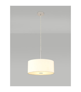 Baymont Polished Chrome E27 Single Pendant With 40cm x 18cm Faux Silk Shade Ivory Pearl/White Laminate-2