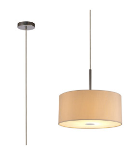 Baymont Polished Chrome E27 Single Pendant With 40cm x 18cm Dual Faux Silk Shade Nude Beige/Moonlight-1