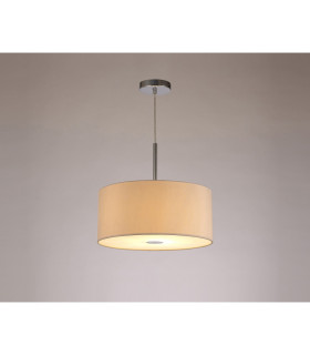 Baymont Polished Chrome E27 Single Pendant With 40cm x 18cm Dual Faux Silk Shade Nude Beige/Moonlight-2