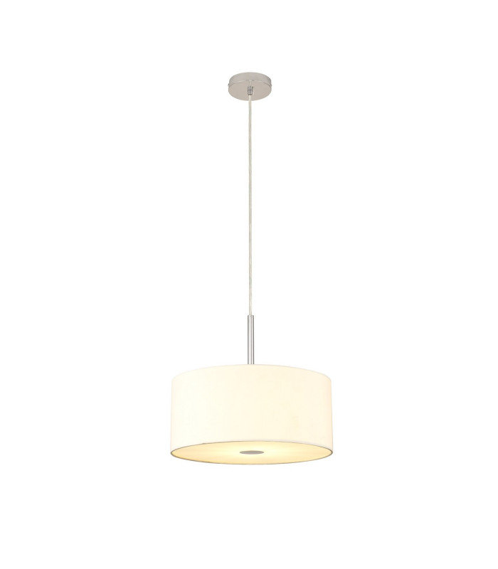Baymont Polished Chrome E27 Single Pendant With 40cm x 18cm Faux Silk Shade Ivory Pearl/White Laminate-4