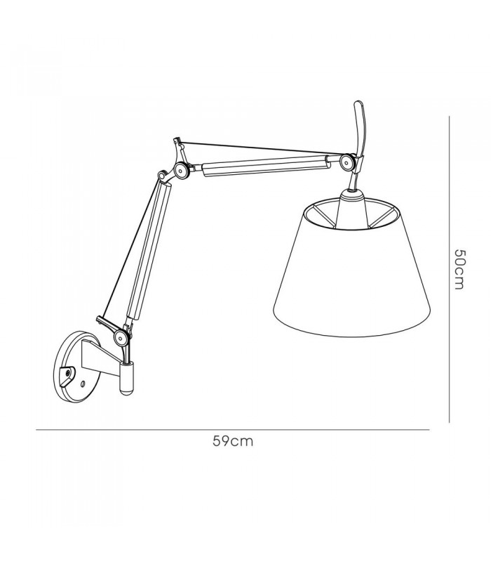 Adjustable Switched Wall Light 1 Light E27 Silver, Polished Chrome c, w Cream Pearl Shade - 3