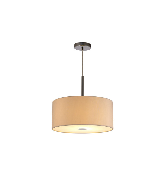 Baymont Polished Chrome E27 Single Pendant With 40cm x 18cm Dual Faux Silk Shade Nude Beige/Moonlight-4