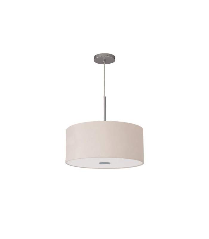 Baymont Polished Chrome E27 Single Pendant With 40cm x 18cm Dual Faux Silk Shade Nude Beige/Moonlight-5