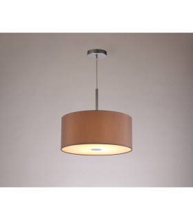 Baymont Polished Chrome E27 Single Pendant With 40cm x 18cm Dual Faux Silk Shade Taupe/Halo Gold-2