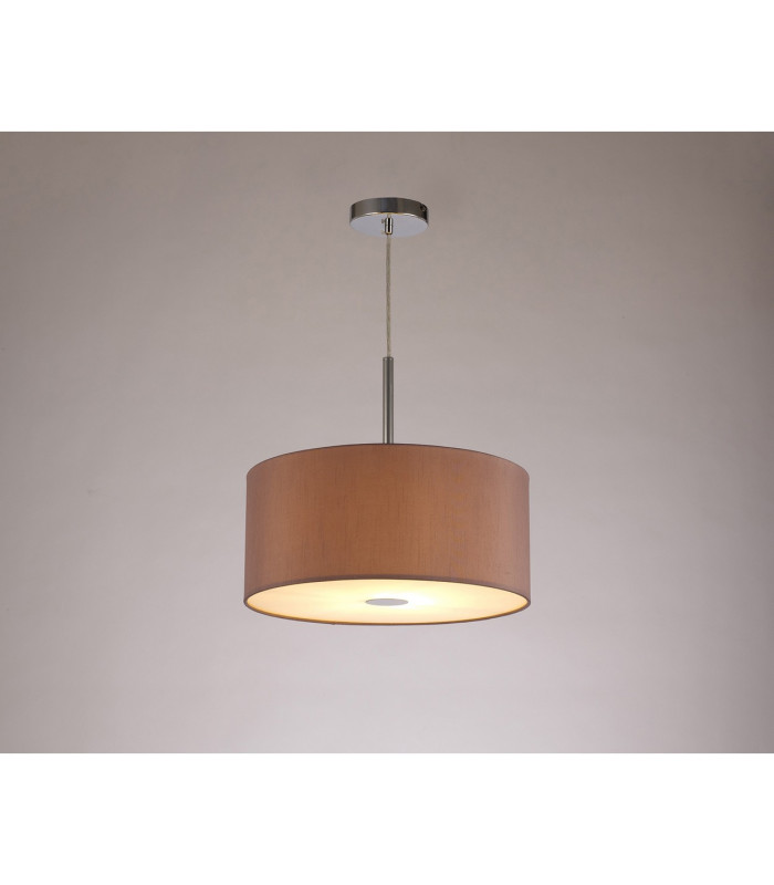 Baymont Polished Chrome E27 Single Pendant With 40cm x 18cm Dual Faux Silk Shade Taupe/Halo Gold-2
