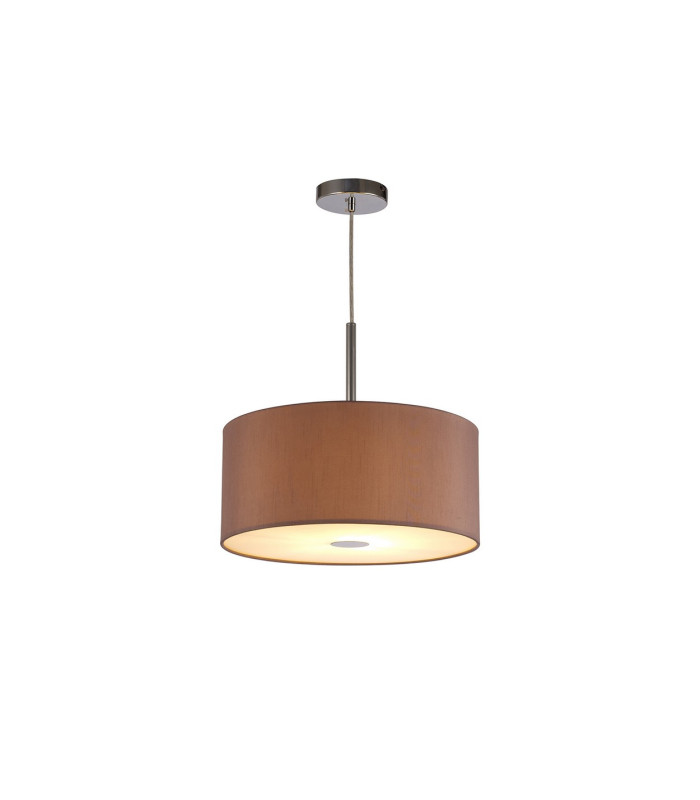 Baymont Polished Chrome E27 Single Pendant With 40cm x 18cm Dual Faux Silk Shade Taupe/Halo Gold-4