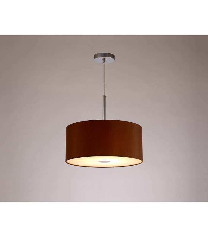 Baymont Polished Chrome E27 Single Pendant With 40cm x 18cm Dual Faux Silk Shade Raw Cocoa/Grecian Bronze-2