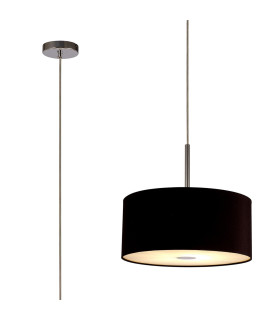 Baymont Polished Chrome E27 Single Pendant With 40cm x 18cm Dual Faux Silk Shade Black/Green Olive-1