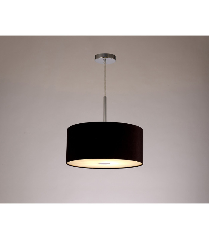 Baymont Polished Chrome E27 Single Pendant With 40cm x 18cm Dual Faux Silk Shade Black/Green Olive-2