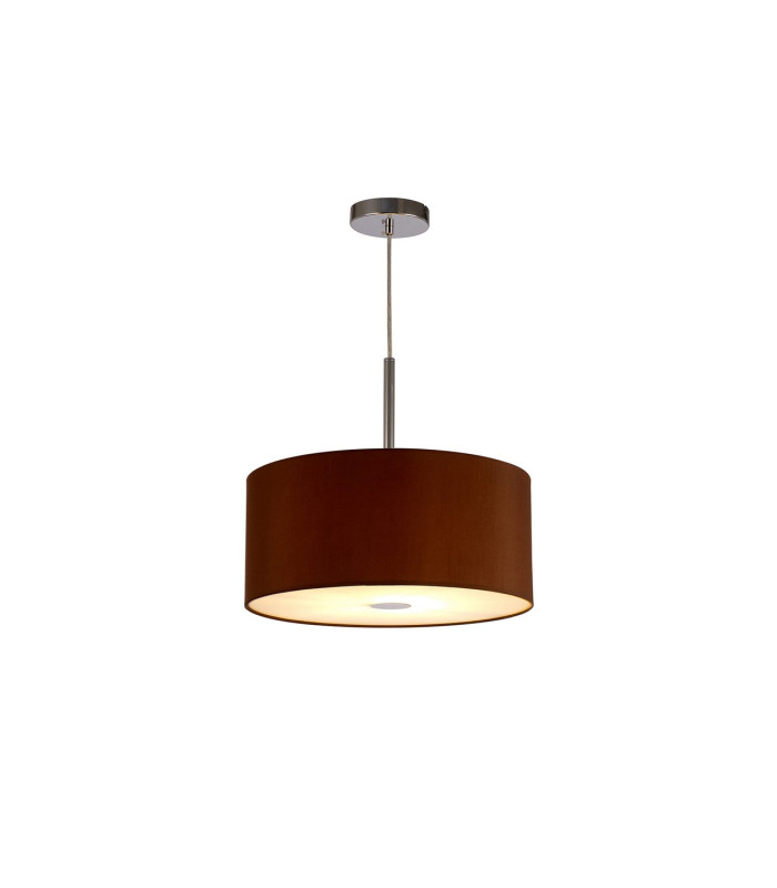 Baymont Polished Chrome E27 Single Pendant With 40cm x 18cm Dual Faux Silk Shade Raw Cocoa/Grecian Bronze-4