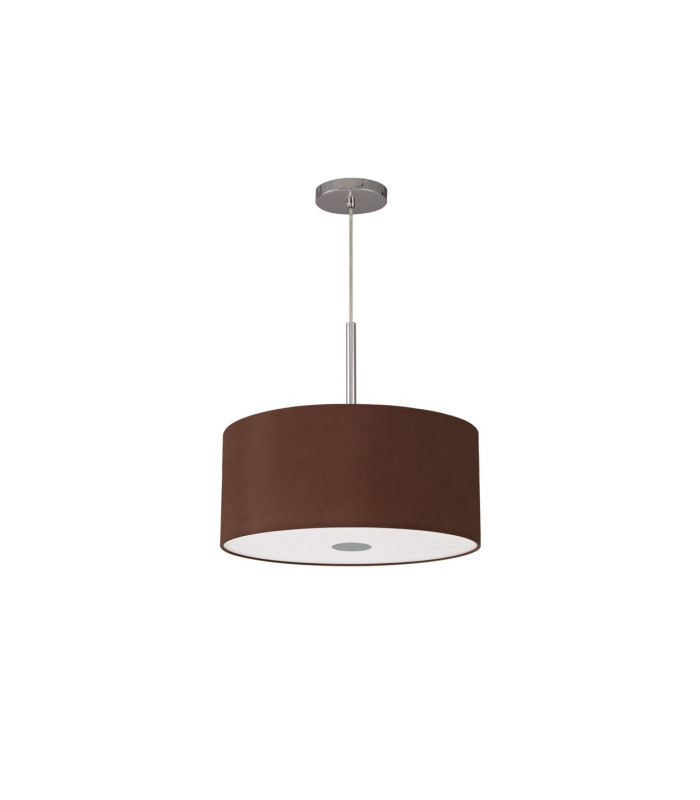 Baymont Polished Chrome E27 Single Pendant With 40cm x 18cm Dual Faux Silk Shade Raw Cocoa/Grecian Bronze-5