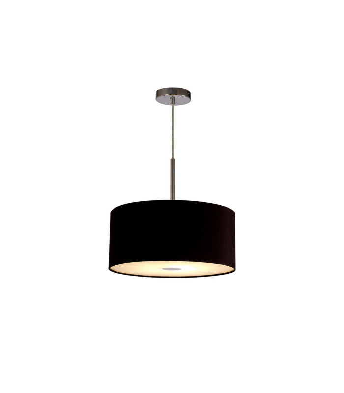 Baymont Polished Chrome E27 Single Pendant With 40cm x 18cm Dual Faux Silk Shade Black/Green Olive-4