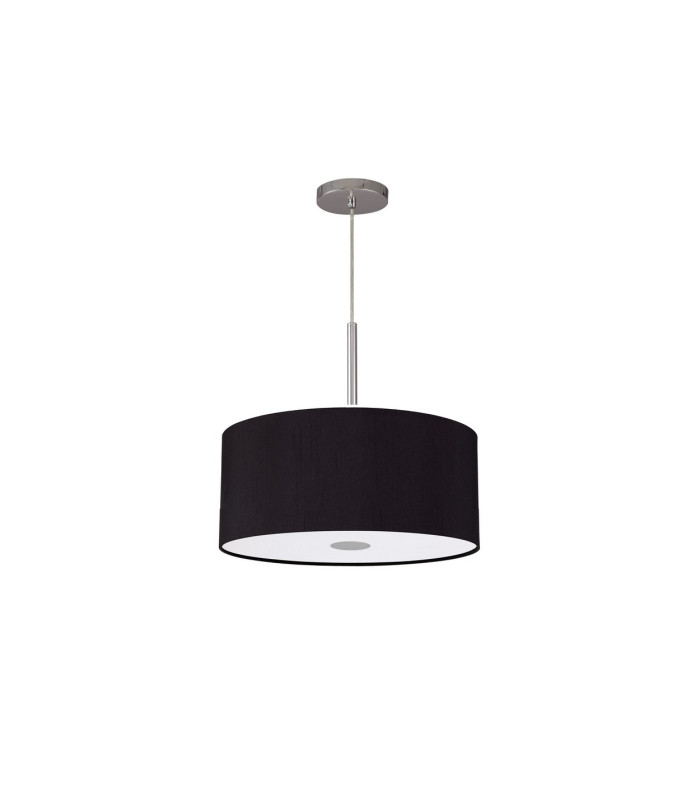 Baymont Polished Chrome E27 Single Pendant With 40cm x 18cm Dual Faux Silk Shade Black/Green Olive-5
