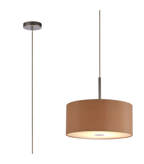 Baymont Polished Chrome E27 Single Pendant With 40cm x 18cm Dual Faux Silk Shade Antique Gold/Ruby-1