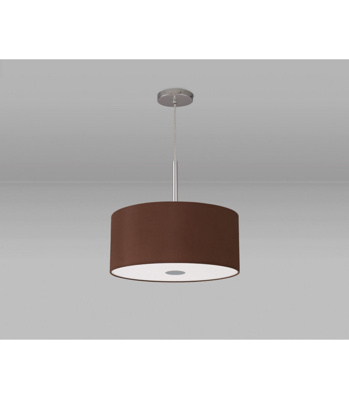 Baymont Polished Chrome E27 Single Pendant With 40cm x 18cm Dual Faux Silk Shade Raw Cocoa/Grecian Bronze-14