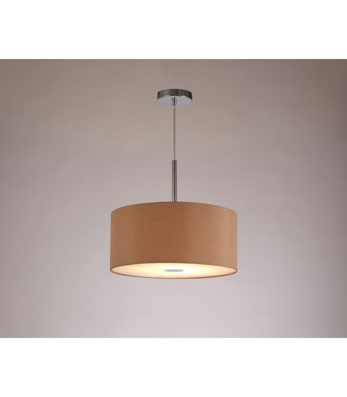 Baymont Polished Chrome E27 Single Pendant With 40cm x 18cm Dual Faux Silk Shade Antique Gold/Ruby-2