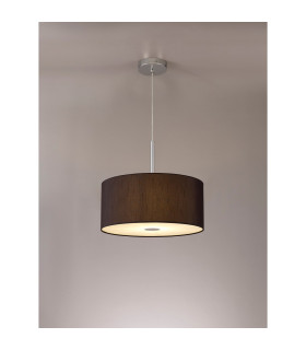 Baymont Polished Chrome E27 Single Pendant With 40cm x 18cm Faux Silk Shade Black/White Laminate-2