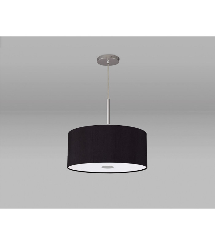 Baymont Polished Chrome E27 Single Pendant With 40cm x 18cm Dual Faux Silk Shade Black/Green Olive-14