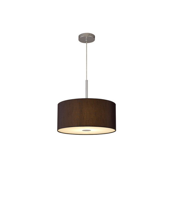 Baymont Polished Chrome E27 Single Pendant With 40cm x 18cm Faux Silk Shade Black/White Laminate-4