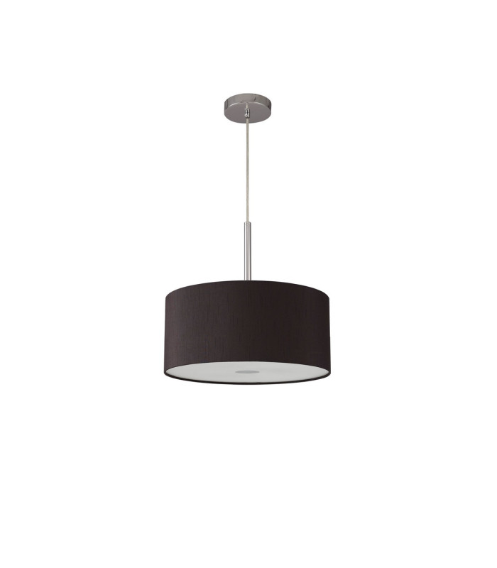 Baymont Polished Chrome E27 Single Pendant With 40cm x 18cm Faux Silk Shade Black/White Laminate-5