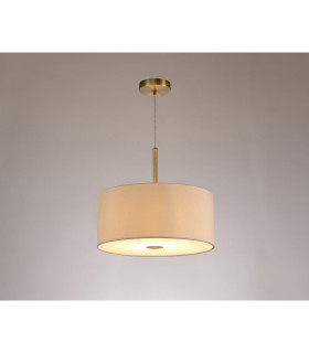 Baymont Antique Brass E27 Single Pendant With 40cm x 18cm Dual Faux Silk Shade Nude Beige/Moonlight-2