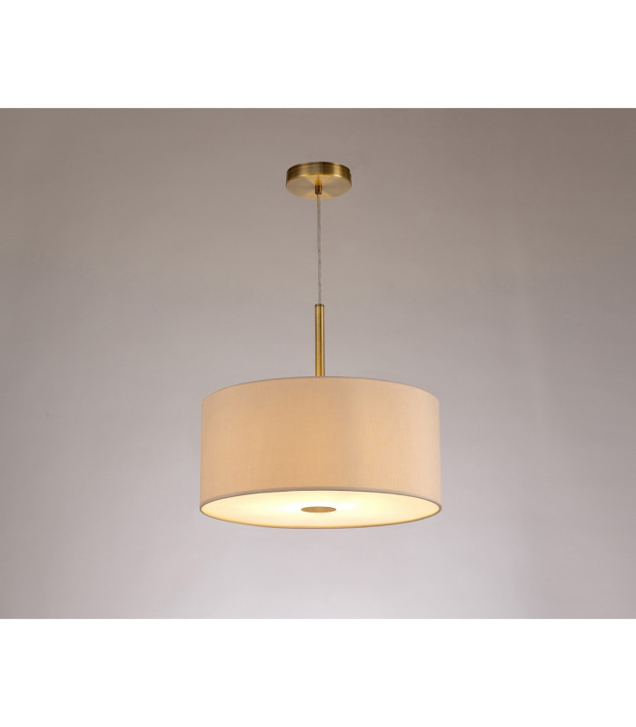 Baymont Antique Brass E27 Single Pendant With 40cm x 18cm Dual Faux Silk Shade Nude Beige/Moonlight-2