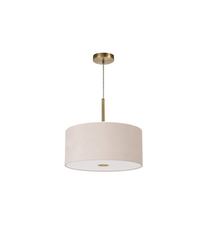 Baymont Antique Brass E27 Single Pendant With 40cm x 18cm Dual Faux Silk Shade Nude Beige/Moonlight-5