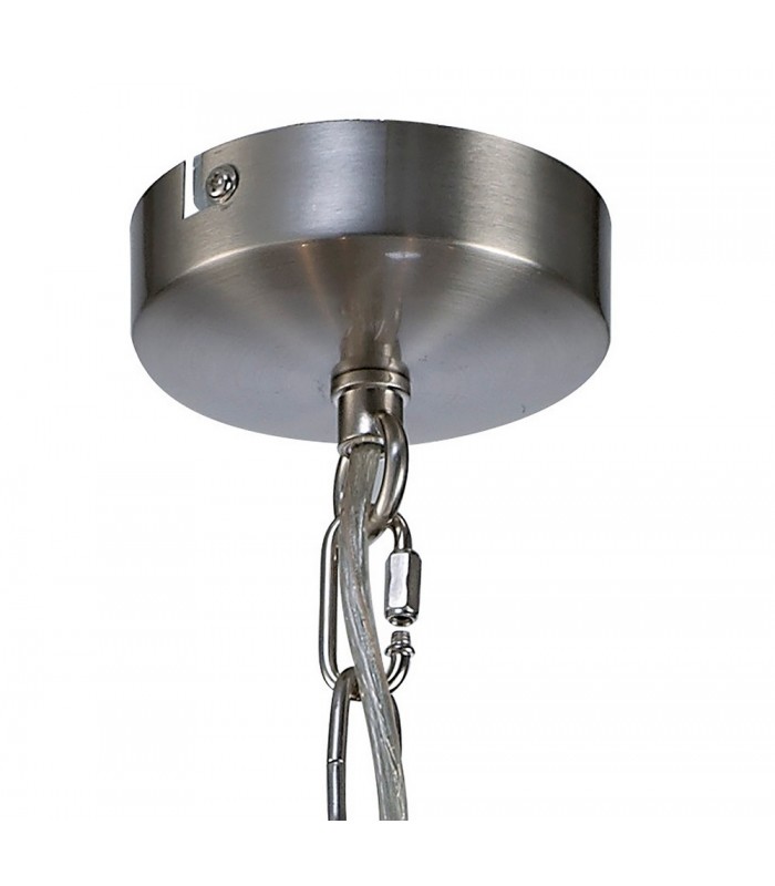 Ceiling 5 Light Ceiling Pendant, Semi Flush Convertible E14 Satin Nickel, Opal Glass - 5