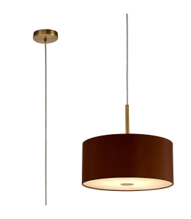 Baymont Antique Brass E27 Single Pendant With 40cm Dual Faux Silk Shade Raw Cocoa/Grecian Bronze-1